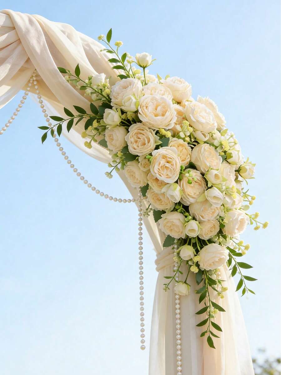 1/3/5/60朵人造絲綢牡丹花束仿真玫瑰花,適用春季新年裝飾、婚禮花瓶、居家餐廳臥室裝飾、節日生日派對、戶外花園裝飾、情人節畢業禮物等多用途 - 香檳色 - 查看 1
