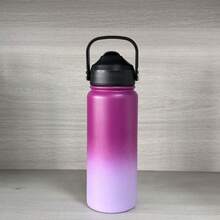 1个20盎司不锈钢保温水瓶，宽口双层真空设计，硅胶吸管，防汗防漏，适合旅行 - 彩色 - 查看 8