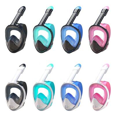 Máscara de snorkel de cara completa para adultos, con sistema de respiración de parte superior seca y soporte desmontable para cámara, equipo de snorkel con vista panorámica de 180 grados, anti-vaho y anti-fugas
