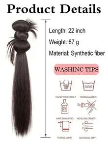 22-Inch Ponytail Extension Straight Hair, Claw Clip Side Tied Straight Ponytail, Brown Ponytail, High-Quality Fiber, Suitable For Women - Multicolor - View 4