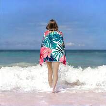 1pc Large Beach Towel With Tropical Leaf & Floral Pattern, Soft Quick-Dry Luxury Oversized Towel, Suitable For Pool, Travel, Camping, Yoga, Gym, Essential Summer Beach Accessory, Adult Gift For Friends - A - View 8