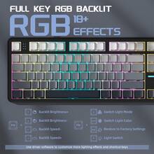 ATTACK SHARK X87 无线三模机械游戏键盘 - 支持热插拔 RGB 灯效，垫片式安装，预润滑线性轴，侧印 PBT 键帽 - 查看 6