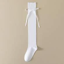 A Pair Of Over-The-Knee Socks For Women, Spring And Autumn Long Socks, Slimming Calf Socks, Stacked Socks, High-Tube Thigh-High Socks To Pair With Boots - Ruy băng đen - Xem 3
