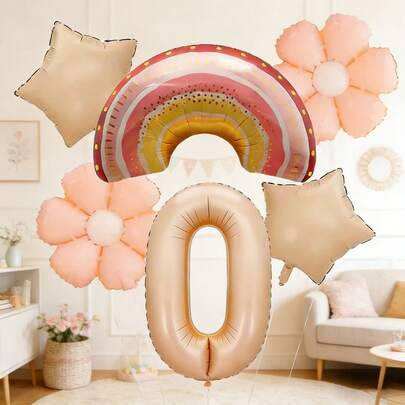 Bộ bóng bay số cầu vồng màu caramel kiểu công chúa, bao gồm: bóng bay số mờ 32", bóng bay cầu vồng 30", bóng bay hoa 18", bóng bay ngôi sao. Thích hợp làm quà tặng sinh nhật cho con trai/con gái, lễ trưởng thành, trang trí tiệc công chúa, phông nền chụp ảnh, đồ dùng tiệc sinh nhật.