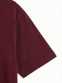 Men's Portugal Letter Slogan #7 Double-Sided Print T-Shirt, Casual Street Style Football Fan Jersey, Wine Red - Red - View 6