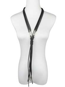 MARLIWOO 1pc Handmade Gothic Style Tassel Necklace, Niche Punk Rock Long Necklace For Women - Multicolor - View 2