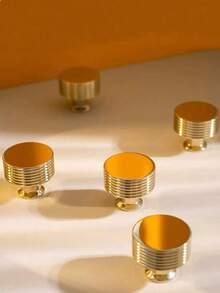 8pcs Blum European Style Solid Single Hole Cabinet Handles, Suitable For Drawers, Cabinets, Kitchens, Wardrobes, Vanities, American Furniture High-End Single Hole Pulls, Copper Material. Screws Included. - gold - View 2