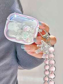 1个3D小熊波浪贝壳吊坠，兼容苹果1/2代、Pro 2无线蓝牙耳机盒 - 彩色 - 查看 3