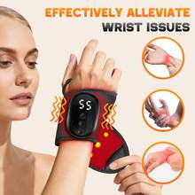 1PC Wrist Massager, 3 Level Hot Compress Masage Wrist Massage, Electric Wrist Protector, Hot Compress Hand Wristband, 1800mAh Rechargeable Battery - Black - View 3