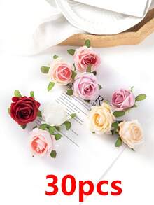 10朵仿真玫瑰花头，情人节新年装饰DIY，伴娘新娘捧花，丝绸秋季母亲节花瓶家居装饰，户外花园婚礼花环，客厅DIY糖果盒，仿真植物家居用品 - 彩色 - 查看 11