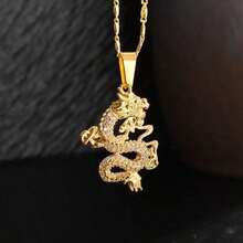 SeuSuk 1pc Vintage Chinese Dragon Pendant Necklace, Animal Pendant Necklace Suitable For Men As Lucky Charm, Hip Hop Jewelry Gift - Rồng - Xem 6