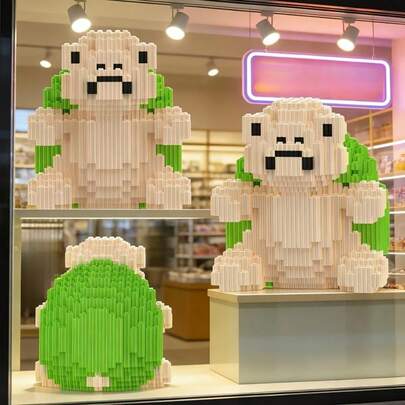 850pcs Green Turtle Model Building Block Set, Fashionable Micro Particle Assembly Stacking Novel Creative Construction Hobby Toy, Home Gathering Game Decoration. Birthday, Valentine's Day, Easter Gift.