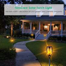 Solar Lantern Outdoor Flame Light LED Taller And Larger Flickering Flame Solar Flashlight IP65 Waterproof Outdoor Lighting Solar Aisle Light Christmas Decoration Garden Yard, 8/2 Pack - 均碼 - 查看 4