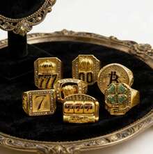 Lucky Ring 777 Men's, 18K Gold Plated Stainless Steel - Luxury Style - 3 - 查看 3