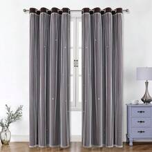 1 buah Tirai Motif Bintang, Cocok untuk Ruang Tamu & Kamar Tidur, Tirai Anti Cahaya, Dekorasi Liburan, Tirai Gaya Putri yang Lucu & Unik - Coffee Brown - View 20