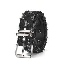 1 Stück Punk-Stil Gürtel mit einer Reihe Schnalle, koreanische Version Größe S, modischer dekorativer Gürtel, Retro Urban Klassisches Design, geeignet für Herbst, Winter, Alltagstragen, Weihnachtsgeschenk für den Freund - Schwarz-B - Übersicht 2