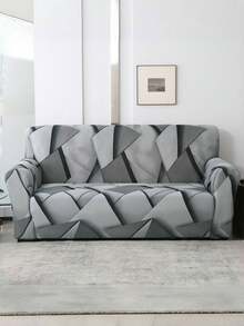 1pc Multi-Functional Modern Geometric Pattern Latex Sofa Cover, Easy To Clean And Stretchy, Suitable For Various Sofas, Bedrooms, Offices, Living Rooms And Home Decor - Light Grey - View 9