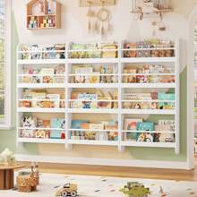 Furchen Libreria per Bambini,Libreria Montessoriana per Bambini,con 4 Ripiani,Libreria da parete per Cameretta e Stanza dei Giochi, Bianco 57x12x111,5cm - Bianco - Visualizzare 4