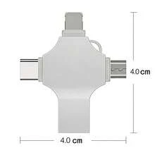 Unidad flash USB multifuncional 4 en 1 de 256GB, compatible con Apple/Android Type-C/Computadora, unidad USB de metal OTG de alta velocidad 3.0, plug and play - Ver 7
