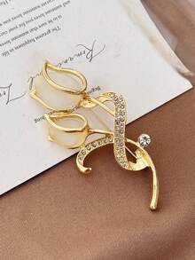 1枚法式温柔猫眼石微镶郁金香胸针，春季礼物，母亲节礼物，开衫领口胸针（水晶数量随机） - 彩色 - 查看 1