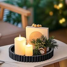 现代黑色硅胶圆形托盘，适合咖啡桌装饰 - 简约设计艺术中心摆件，非常适合家居装饰、香水展示和时尚中心摆件，咖啡吧装饰 - 簡約 - 查看 9