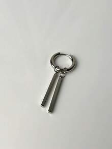 1只钛钢耳环，男士嘻哈极简耳环，可拆卸黑白双杆耳环，适合日常佩戴 - 雙棒耳環 - 查看 15