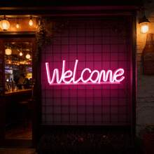 1pc LED Letter "Welcome" Neon Light Wall Decor, Battery/USB Powered Ambient Light For Bar, Shop, Bedroom, Living Room, Romantic, Party Decoration - Welcome Neon Sign - View 15