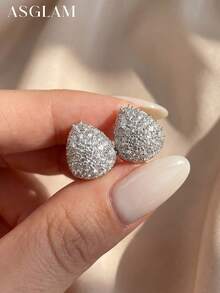 一对奢华锆石钩式耳环，925纯银精致耳环，精美首饰，送她的礼物，适合日常佩戴、派对和正式场合。 - 款式6 - 查看 7