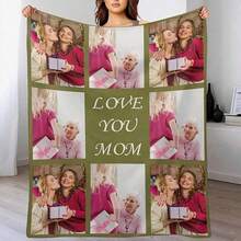 Custom Blanket With Picture & Text - Personalized Throw Blanket & Flannel Photo Blankets. Custom Valentine's Day Gifts For Her, Him & Couples. (3 Photos And Text)– Home Decor,Bedroom Decor,Living Room Decor,Couch,Sofa,Bed,Customizable,Breathable,Lightweight,Washable,Soft,Comfortable,Elegant,Simple,Personalized Items,Tapestry,Hogar,Bedroom Essentials,Camping Essentials,Beach Essentials,Living Room Essentials,Home Essentials,Custom Blankets,Regalos Para Mamá,Mother's Day Gifts - 多色 14 - 查看 13
