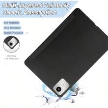 3-Fold Tablet Protective Case, Auto Sleep/Wake, Solid Color Minimalist Business Style, Lightweight & Breathable, Suitable For Tab M11/Tab P11 Plus/M10 Plus (Gen 3)/P11, Also Compatible With Xiaoxin Tablet, Pad2 11-Inch/ Pad SE 11-Inch, Compatible With Xiaomi Tablets - Black - View 2