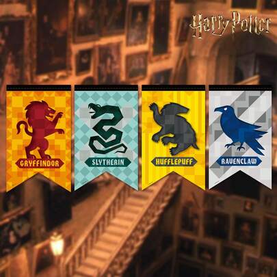 Cờ hiệu Harry Potter, cờ đuôi én nhiều màu sắc của các trường đại học, trang trí tường thế giới phù thủy, thích hợp để trang trí tiệc, trang trí nhà cửa, văn phòng, lò sưởi, đồ dùng tạo bối cảnh [Sản phẩm được cấp phép chính thức]