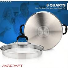 Stainless Steel Stockpot With Glass Strainer Lid, 6 Quart Stock Pot, Soup Saucepan Cookware, Side Spouts, Multipurpose, Induction Pan, (5-Ply Capsule Bottom, 6QT) - View 4