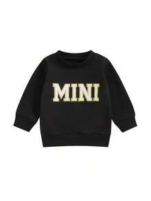 Mommy And Me Matching Outfits Christmas/Halloween Sweatshirts Family Matching Xmas Clothes Long Sleeve Crewneck Mama/Mini Letter Print Sweatshirts Pullover Tops Winter Fall Clothes - Đen và trắng - Xem 6