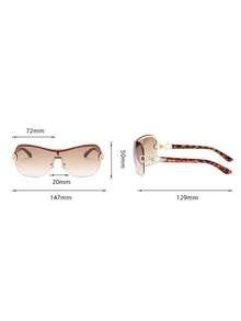 Gafas de moda unisex Y2K, gafas sin montura cuadradas extra grandes para mujeres, adecuadas para salidas de verano y vacaciones, ideales para la playa, el estilo casual de negocios, los viajes al aire libre, el regreso a la escuela con estilo universitario y diversas ocasiones en primavera y verano - Marrón Mocha - Ver 5