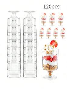 10个/20个/40个/120个一次性甜点杯、冰淇淋杯、慕斯杯、布丁杯、高脚杯、迷你葡萄酒杯、西式甜点杯、自制布丁模具、纸质纸杯蛋糕杯、葡萄酒杯、糖果盒、糖果杯 - 彩色 - 查看 16