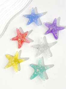 6pcs/Set Starry Ocean Style Hair Clips For Girls, Cute Glitter Colorful Side Clips, Versatile Bangs Hair Accessories For Students In Summer - Multicolor - View 5