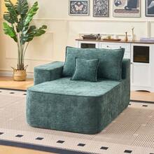 Chaise longue sin montaje – Sofá cómodo y suave con cojines incluidos y bolsillos laterales. - Verde - Ver 3