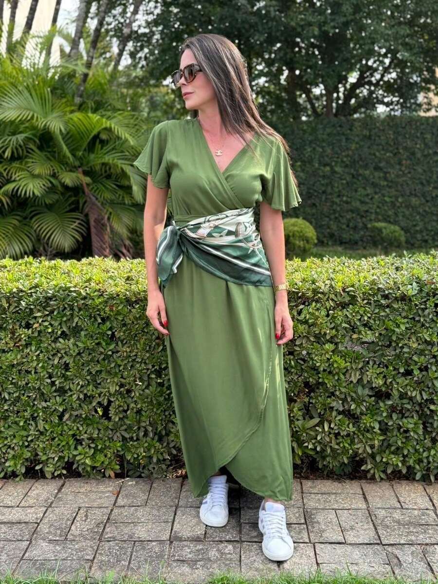 Women's Elegant And Comfortable Wrap Dress - Campaign - 綠色 - 查看 1