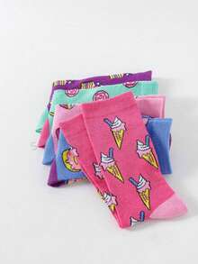 5双/套 女士四季沙漠图案船袜组合，秋季 - 彩色 - 查看 3