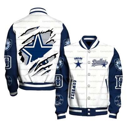 Dal-Las Cow-Boys Men's Baseball Jacket, N-F-L Footballbaseball Uniform; Women's Baseball Uniform, Unisex.