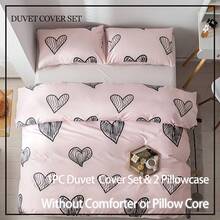 2/3Pcs Pink Heart Print Duvet Cover Set (1/2 Pillowcases, 1 Duvet Cover, Without Filling). Crafted With Ultra-Soft, Breathable Fabric Suitable For All Seasons, This Bedding Set Is Perfect For Cozy And Inviting Bedrooms. - Baby Pink - View 11
