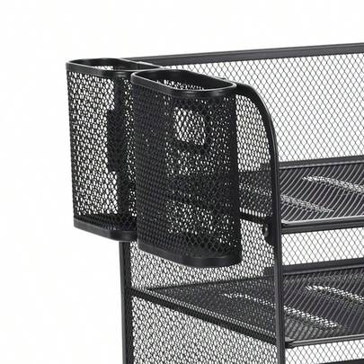 Multifunktionaler Schreibtisch Küchenorganizer Regal, Essstäbchenhalter, Büroschreibtisch Stiftbecher, Mesh-Ovalstifthalter, Schreibtisch Stiftorganizer Box und seitlich montierter Metallstiftbecher - Unerlässlich für Schulmaterial
