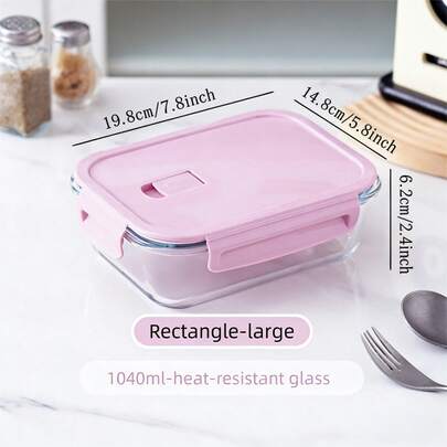 New Fashionable Thick Borosilicate Glass Airtight Lunch Box, Leak-Proof Meal Prep Container, Stackable Food Storage Box, Microwave & Refrigerator , Reusable Kitchen Household Food Storage Container