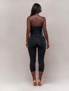 Quần legging lửng cạp cao mềm mại như bơ - Không xuyên thấu, chống lộ nội y, ôm bụng, hoàn hảo cho phòng tập, chạy bộ và mặc hàng ngày. - màu đen - Xem 3
