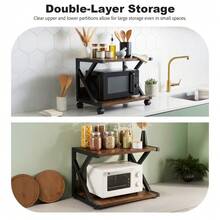 Modern Desktop Printer Stand 2 Tier Desk Organizer Multi-Purpose Computer Monitor Riser With Storage Shelves Wood Printer Stand For Home Office Fax Machine Scanner Books - Brown - View 3