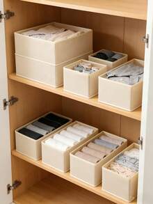 6pcs Non-Woven Foldable Storage Boxes, Covered Organizer Bins For Toys, Clothes And Miscellaneous Items - View 3