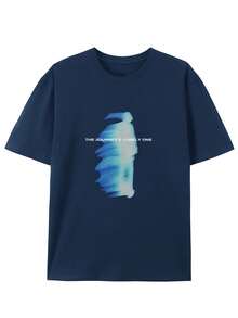 Nuevas camisetas de moda para hombre de primavera y verano, de algodón puro, estilo retro de verano, de manga corta, con estampados creativos y únicos, camisetas de cuello redondo. - Azul marino - Ver 1