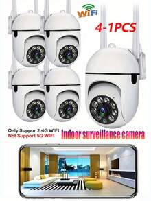 1/2/4pcs 1080P HD Smart WIFI Camera, Home Security Camera - Monitor, 360° Panoramic View, Night Vision, Support PTZ Control & Zoom, Two-Way Audio, AI Motion Detection Alarm - WIFI Wireless Indoor Camera, Home Security Camera, Indoor Monitoring Camera, Pet Camera - White - View 2