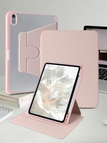 360°旋转亚克力高透明可折叠平板电脑保护套，适用于iPad Mini 6/Mini 7/Air/Air2/9.7/10.2/10.5/Air4/Air5/第十代/10.9/Pro11/Air11(M2)2025/Air13(M2)2024/Pro11(M4)2024/Pro13(M4)2024 12.9英寸/Air 13(M3)2025/Air 11英寸(M3)2025/(A16) 11英寸第十一代2025款。高透明亚克力后盖，360°多角度旋转支架，内置笔槽，软边全包覆设计，简约/休闲/经典平板电脑保护套。本产品不包含触控笔。 - 粉色 - 查看 6