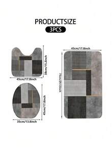 Bộ 1/3 thảm phòng tắm bằng vải flannel họa tiết hình học kiểu Ma-rốc cổ điển, mềm mại, thấm hút tốt và chống trơn trượt, bao gồm cả tấm phủ nắp bồn cầu, thảm chữ U cho bồn cầu và thảm trải sàn phòng tắm - Chất liệu: Flannel + Polyester, có thể giặt, thích hợp cho phòng tắm, khu vực tắm vòi sen, bàn trang điểm, phòng khách, lối vào, trang trí nhà cửa, đa năng, bền bỉ suốt bốn mùa. - A - Xem 13